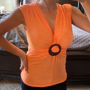 Orange Sleeveless Blouse